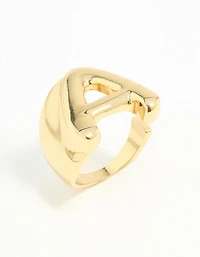 Gold Plated Bubble Letter A Ring