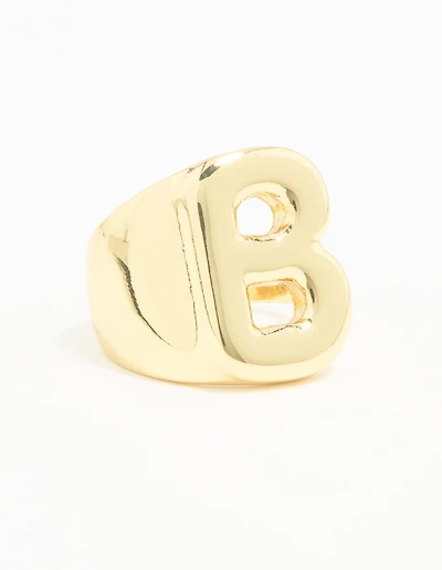 Gold Plated Bubble Letter B Ring