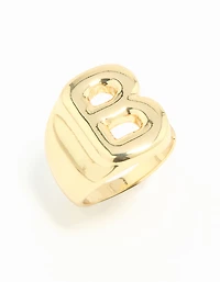 Gold Plated Bubble Letter B Ring