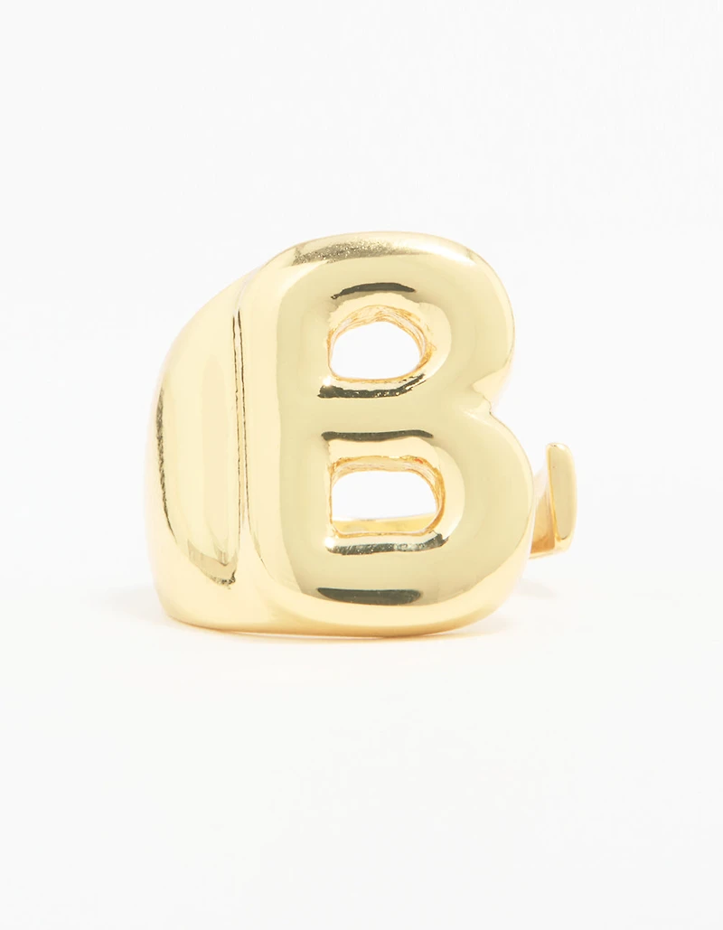 Gold Plated Bubble Letter B Ring
