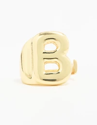 Gold Plated Bubble Letter B Ring