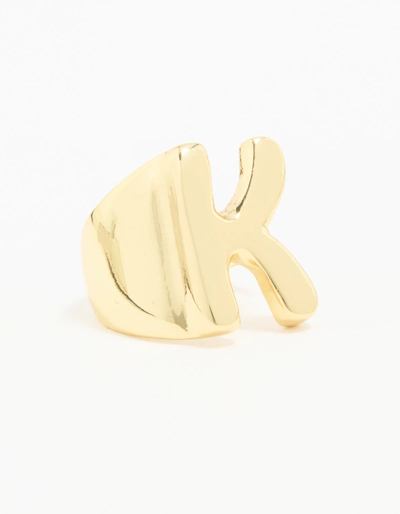Gold Plated Bubble K Ring