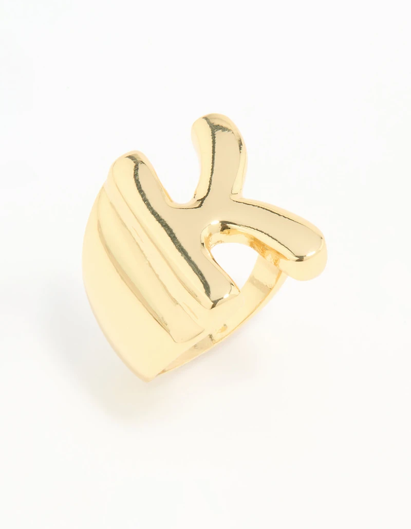 Gold Plated Bubble K Ring