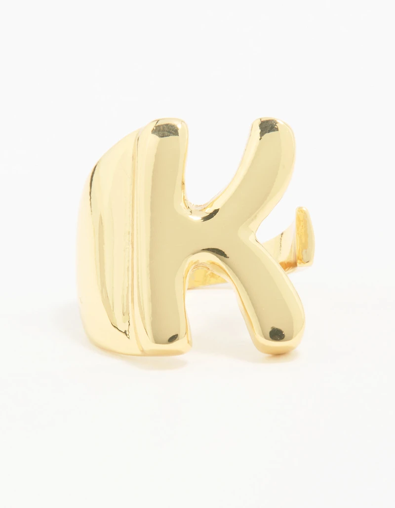 Gold Plated Bubble K Ring