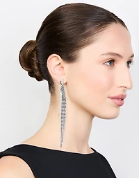 Silver Blue Diamante Twisted Chain Drop Earrings
