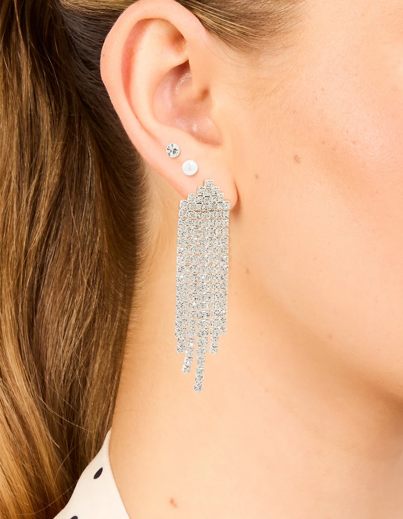 Clus d’oreilles Silver Pearl & Diamond Cupchain Pack de 3