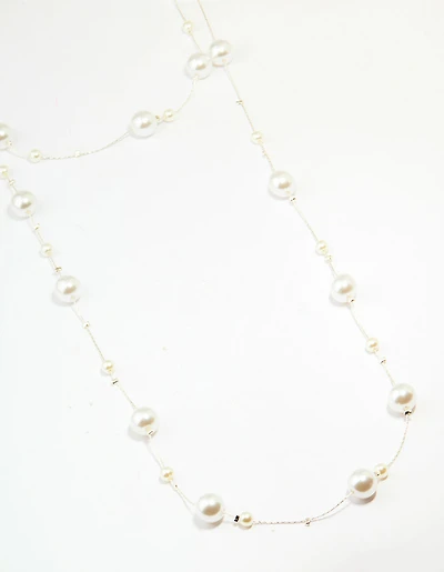 Silver Pearl Layered Necklace