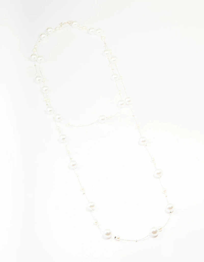 Silver Pearl Layered Necklace