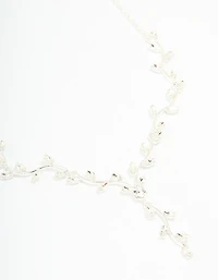 Silver Diamante Vine Lariat Necklace