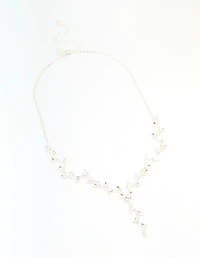 Silver Diamante Vine Lariat Necklace