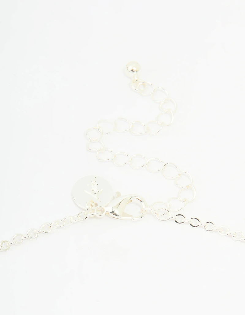 Silver Diamante Vine Lariat Necklace