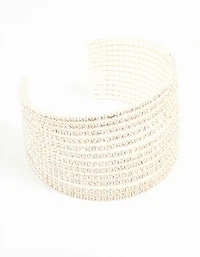 Silver Diamante Strand Wrist Cuff