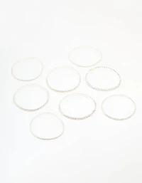 Silver Diamante Stretch Bracelets 8-Pack