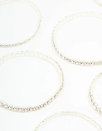 Silver Diamante Stretch Bracelets 8-Pack