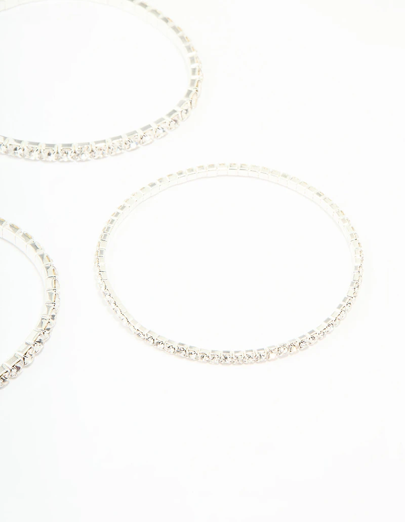 Silver Diamante Stretch Bracelets 8-Pack