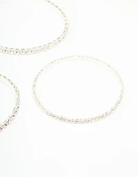 Silver Diamante Stretch Bracelets 8-Pack