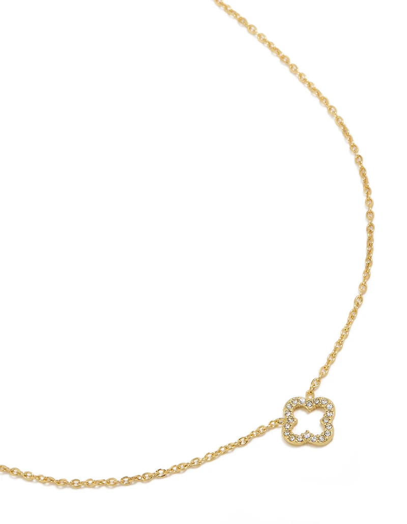 Collier fleur diamant en acier inoxydable plaqué or imperméable