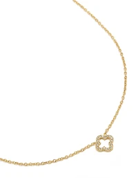 Collier fleur diamant en acier inoxydable plaqué or imperméable