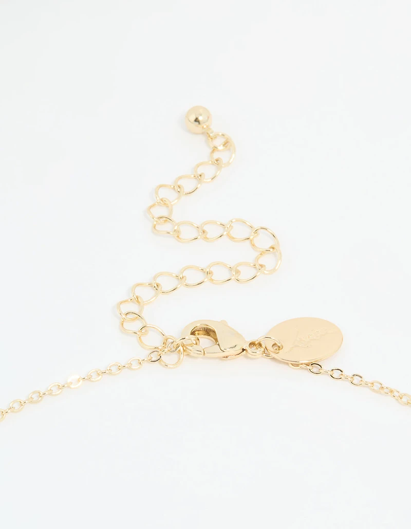 Gold Plated Brass Cubic Zirconia Rondell Necklace