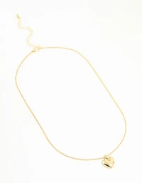 Gold Plated Brass Puffy Heart Pendant Necklace