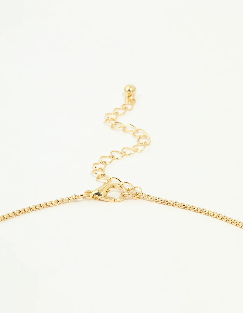 Gold Plated Brass Puffy Heart Pendant Necklace