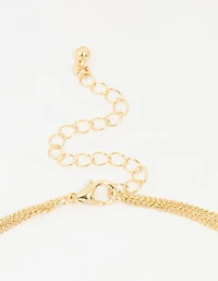 Gold Plated Brass Cubic Zirconia Layered Necklace
