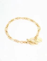 Gold Plated Brass Plain Chain T & O Bracelet