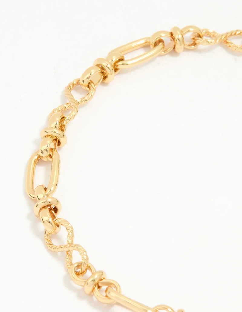 Gold Plated Brass Plain Chain T & O Bracelet