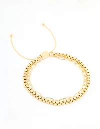 Gold Plated Brass Layered Chain Toggle Bracelet