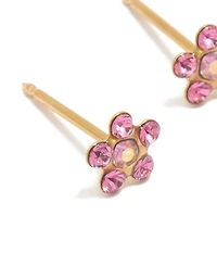 24K Gold Plated Surgical Stainless Steel Pink Cubic Zirconia Daisy Piercing Stud