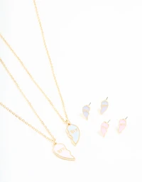Kids Gold BFF Necklace & Earrings Pack