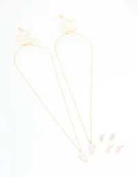 Kids Gold BFF Necklace & Earrings Pack