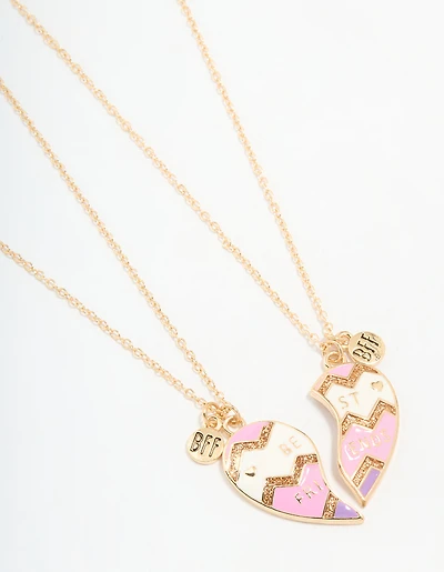 Kids Gold BFF Heart Necklaces 2-Pack