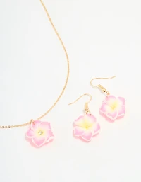 Kids Frangipani Flower Necklace & Earrings Pack