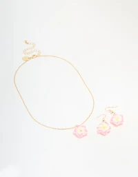 Kids Frangipani Flower Necklace & Earrings Pack