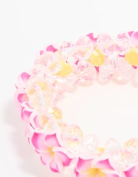 Kids Beaded Frangipani Flower Stretch Bracelet