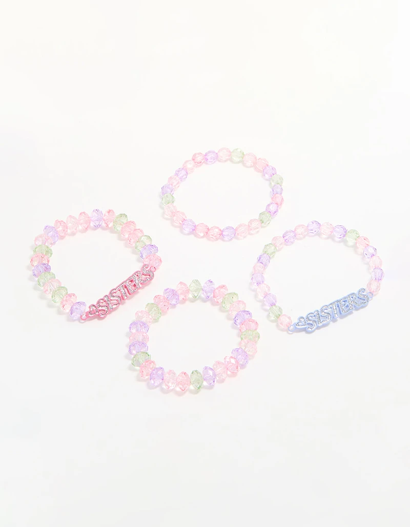 Kids Beaded Sister Stretch Bracelets 4-Pack
