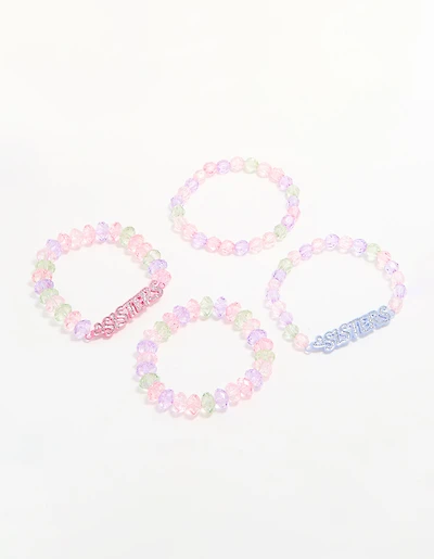 Kids Beaded Sister Stretch Bracelets 4-Pack