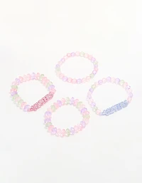 Kids Beaded Sister Stretch Bracelets 4-Pack