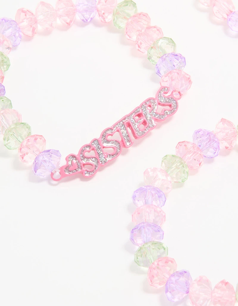 Kids Beaded Sister Stretch Bracelets 4-Pack