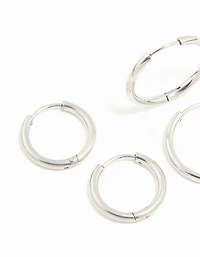 Waterproof Stainless Steel Thin Hoop Earrings 3-Pack