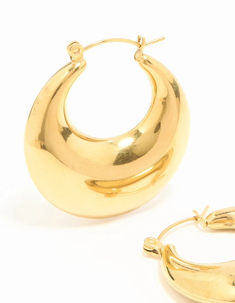 Waterproof Gold Plated Stainless Steel Chunky Hoop Earrings