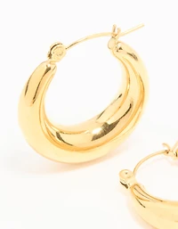 Waterproof Gold Plated Stainless Steel Small Chunky Hoop Earrings