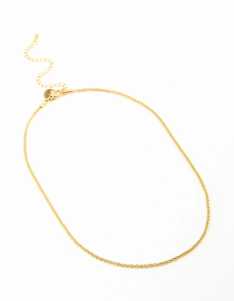 Waterproof Gold Plated Stainless Steel Twisted Short Chain Necklace