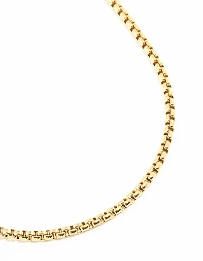 Waterproof Gold Plated Stainless Steel Round Box Chain Short Necklace