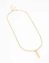 Collier long pendentif rectangulaire en acier inoxydable plaqué or imperméable