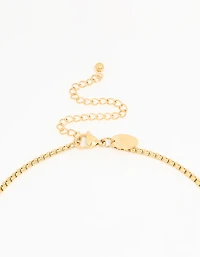 Collier long pendentif rectangulaire en acier inoxydable plaqué or imperméable
