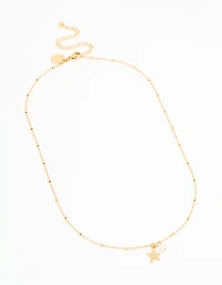 Waterproof Gold Plated Stainless Steel Pearl & Starfish Dainty Necklace