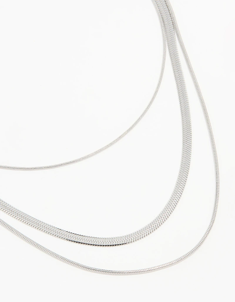 Waterproof Stainless Steel Triple Row Chain Necklace