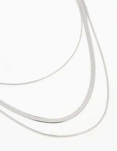 Waterproof Stainless Steel Triple Row Chain Necklace